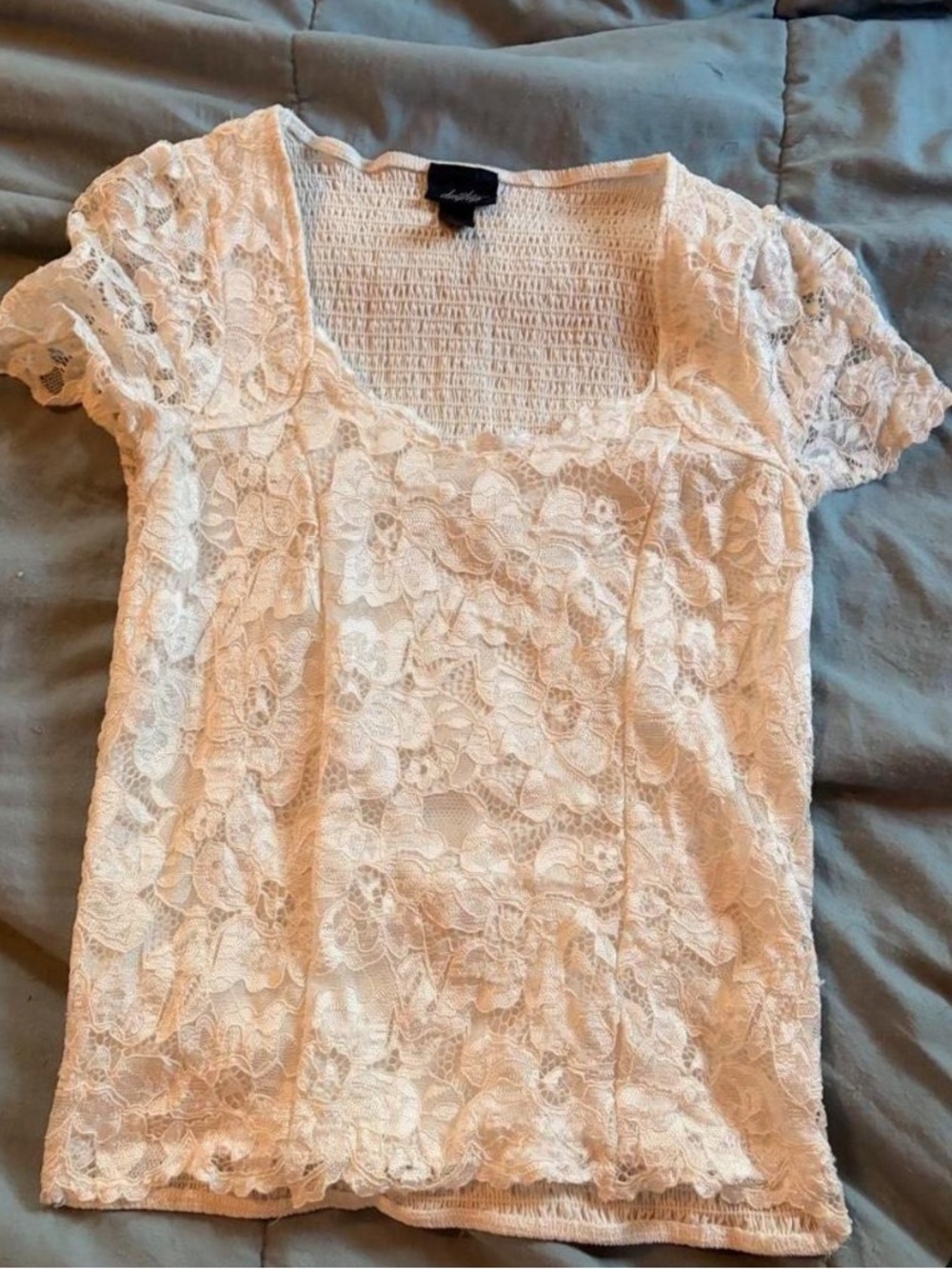 Daytrip Cream Lace Short Sleeve Scoop Neck Top